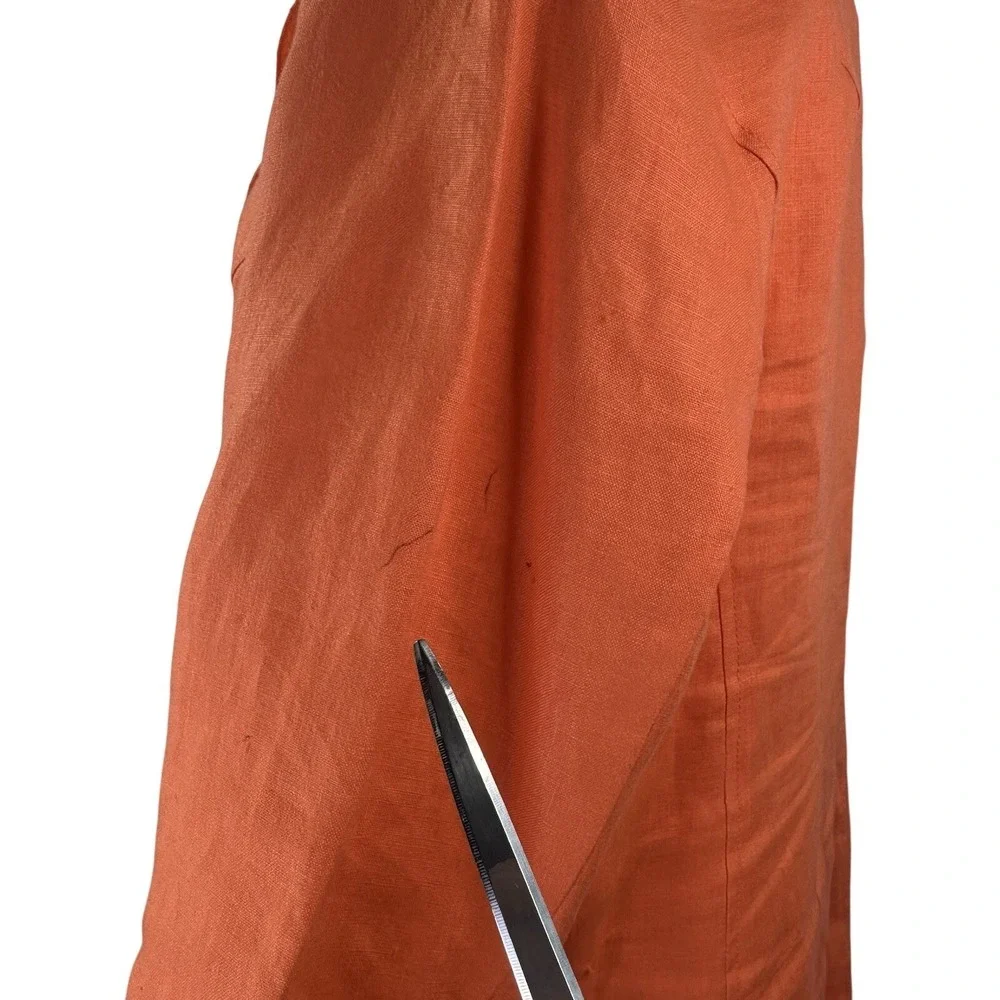 Kim‎ Rogers Petite Orange 100% Linen 3/4 Sleeve Blazer Jacket Womens PL